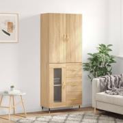 vidaXL Highboard sonoma eik 69,5x34x180 cm konstruert tre