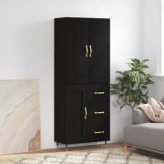 vidaXL Highboard svart 69,5x34x180 cm konstruert tre