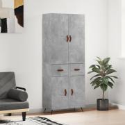 vidaXL Highboard betonggrå 69,5x34x180 cm konstruert tre