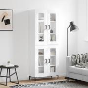 vidaXL Highboard høyglans hvit 69,5x34x180 cm konstruert tre