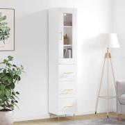 vidaXL Highboard høyglans hvit 34,5x34x180 cm konstruert tre