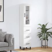 vidaXL Highboard høyglans hvit 34,5x34x180 cm konstruert tre