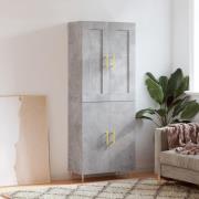 vidaXL Highboard betonggrå 69,5x34x180 cm konstruert tre