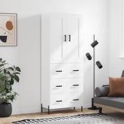 vidaXL Highboard høyglans hvit 69,5x34x180 cm konstruert tre