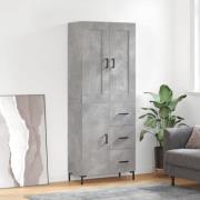 vidaXL Highboard betonggrå 69,5x34x180 cm konstruert tre