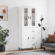 vidaXL Highboard høyglans hvit 69,5x34x180 cm konstruert tre