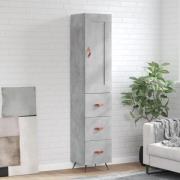 vidaXL Highboard betonggrå 34,5x34x180 cm konstruert tre