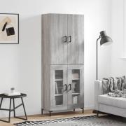 vidaXL Highboard grå sonoma 69,5x34x180 cm konstruert tre