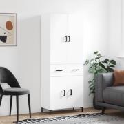 vidaXL Highboard høyglans hvit 69,5x34x180 cm konstruert tre