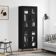 vidaXL Highboard svart 69,5x34x180 cm konstruert tre