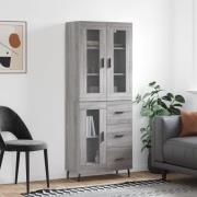 vidaXL Highboard grå sonoma 69,5x34x180 cm konstruert tre