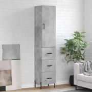 vidaXL Highboard betonggrå 34,5x34x180 cm konstruert tre