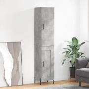 vidaXL Highboard betonggrå 34,5x34x180 cm konstruert tre