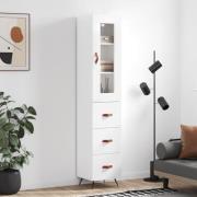 vidaXL Highboard høyglans hvit 34,5x34x180 cm konstruert tre