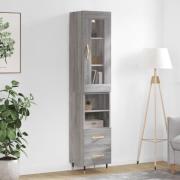 vidaXL Highboard grå sonoma 34,5x34x180 cm konstruert tre