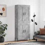 vidaXL Highboard betonggrå 69,5x34x180 cm konstruert tre