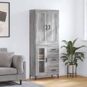 vidaXL Highboard grå sonoma 69,5x34x180 cm konstruert tre