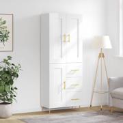 vidaXL Highboard høyglans hvit 69,5x34x180 cm konstruert tre