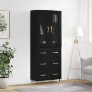 vidaXL Highboard svart 69,5x34x180 cm konstruert tre