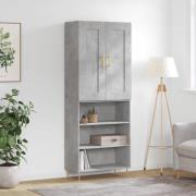 vidaXL Highboard betonggrå 69,5x34x180 cm konstruert tre