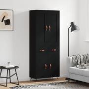 vidaXL Highboard svart 69,5x34x180 cm konstruert tre