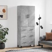 vidaXL Highboard betonggrå 69,5x34x180 cm konstruert tre