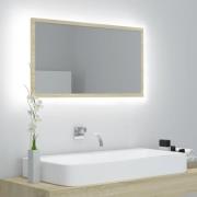 vidaXL LED-badespeil sonoma eik 80x8,5x37 cm akryl