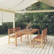 vidaXL Hagespisegruppe 3 deler heltre teak