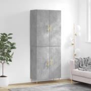 vidaXL Highboard betonggrå 69,5x34x180 cm konstruert tre