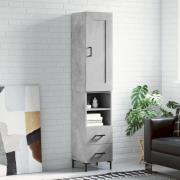 vidaXL Highboard betonggrå 34,5x34x180 cm konstruert tre