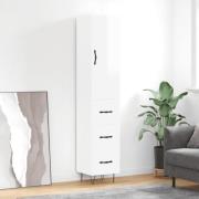 vidaXL Highboard høyglans hvit 34,5x34x180 cm konstruert tre