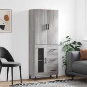 vidaXL Highboard grå sonoma 69,5x34x180 cm konstruert tre