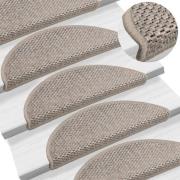 vidaXL Selvklebende trappematter sisal-utseende 15 stk 56x17x3 cm sølv