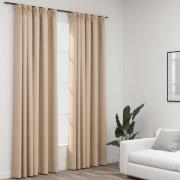 vidaXL Lystette gardiner kroker og lin-design 2 stk beige 140x225 cm