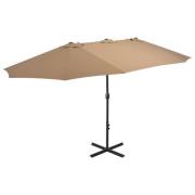 vidaXL Parasol med aluminiumsstang 460x270 cm gråbrun