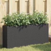 vidaXL Plantekasse med 2 potter svart 90x20x40 cm polyrotting