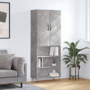 vidaXL Highboard betonggrå 69,5x34x180 cm konstruert tre