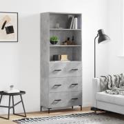 vidaXL Highboard betonggrå 69,5x34x180 cm konstruert tre