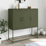 vidaXL Highboard olivengrønn 100,5x39x107 cm stål