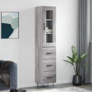 vidaXL Highboard grå sonoma 34,5x34x180 cm konstruert tre