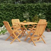 vidaXL Hagespisegruppe 5 deler heltre teak