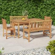 vidaXL Hagespisegruppe 5 deler heltre teak