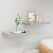 vidaXL Flytende vegghyller 2 stk betonggrå 40x23x3,8 cm MDF