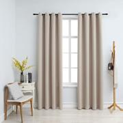 vidaXL Lystette gardiner med metallringer 2 stk beige 140x175 cm