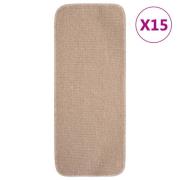 vidaXL Sklisikre trappematter 15 stk 60x25 cm beige rektangulær