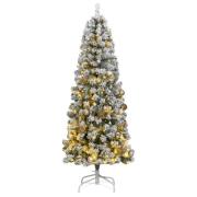 vidaXL Kunstig hengslet juletre med 300 LED og kulesett 240 cm