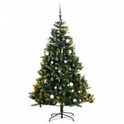 vidaXL Kunstig hengslet juletre med 300 LED og kulesett 180 cm