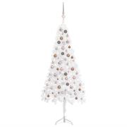 vidaXL Kunstig hjørnejuletre med LED og kulesett hvit 180 cm PVC