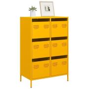 vidaXL Highboard sennepsgul 68x39x101,5 cm stål