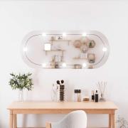 vidaXL Veggspeil med LED-lys 25x60 cm glass oval